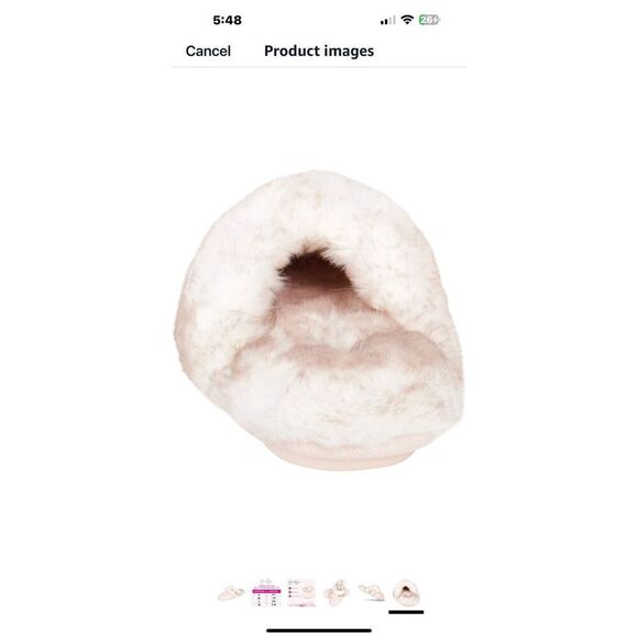 Jessica Simpson Pink and White Plush memory foam anti-slip Faux Fur slippers.fit - Picture 5 of 7